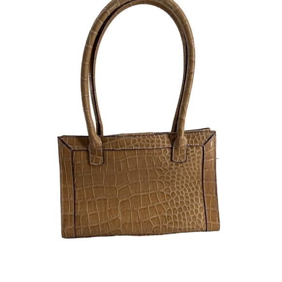 Liz Claiborne Faux Croc Tan Small Top Handle Bag - Picture 2 of 9